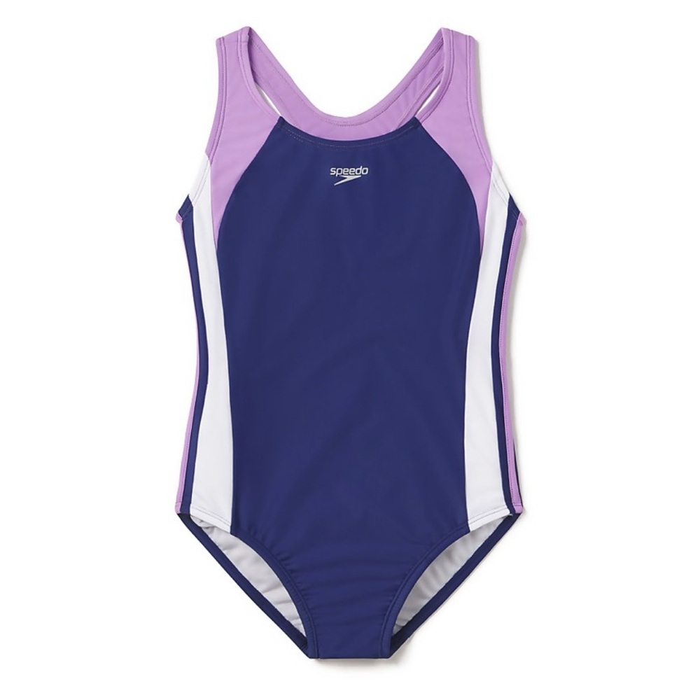 Speedo One Piece - Purple and White Girls Size 16 or Women’s Size 4-6 EUC